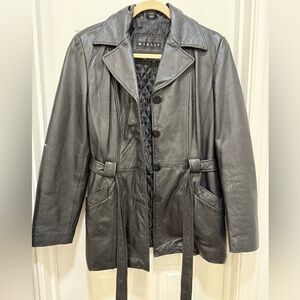 Vintage Women’s Winlit 80’s 90’s Black Leather Belted Jacket